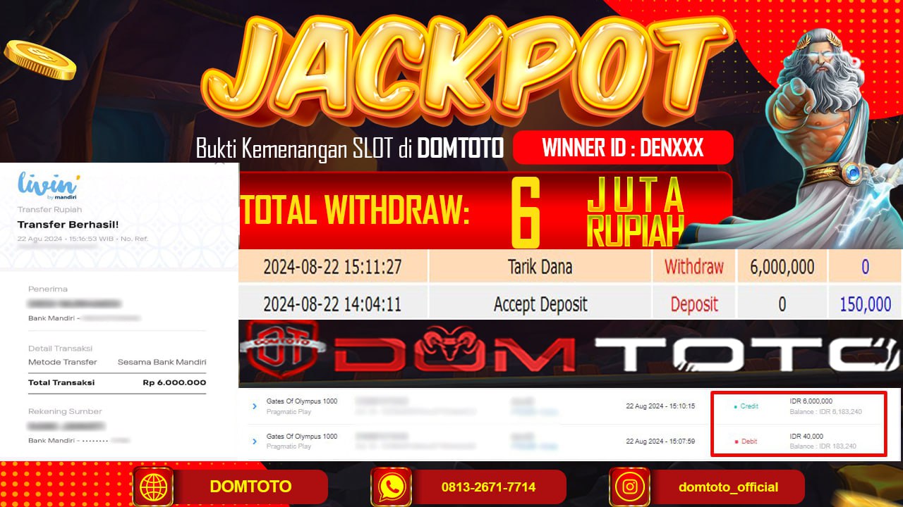 JACKPOT SLOT GATES OF OLYMPUS 1000 22 AGUSTUS 2024
